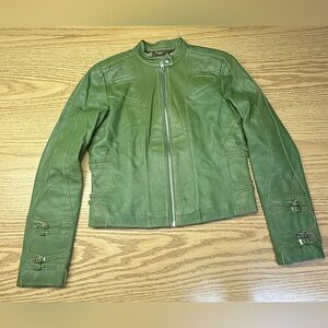 Cache Olive Green Leather Jacket